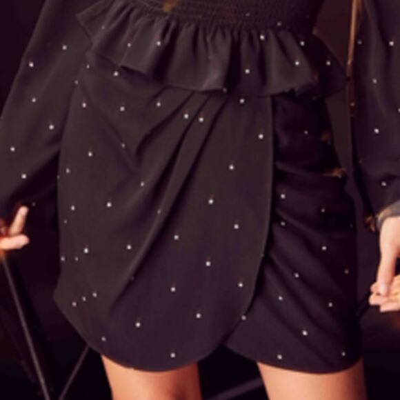 Sage the Label Black Asymmetric Mini Skirt with Stars Size Large - Picture 3 of 11